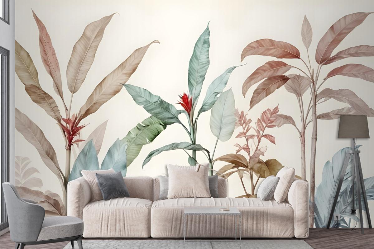 Colorful Tropical Banana Tree Wallpaper Mural