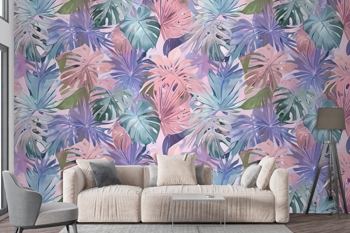 Colorful Tropical Leaf Wallpaper Mural