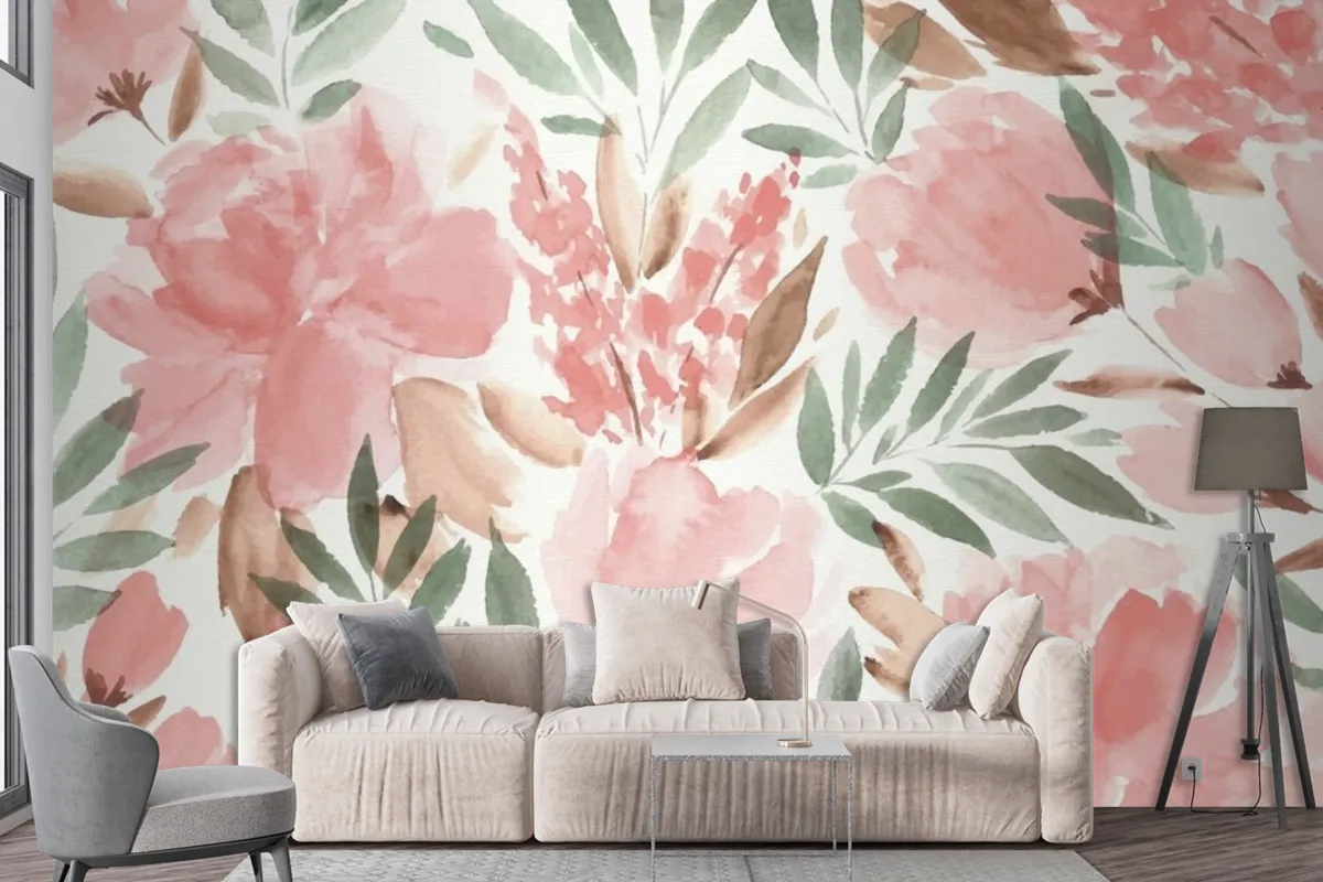 Colorful Watercolor Floral Background Wallpaper Mural