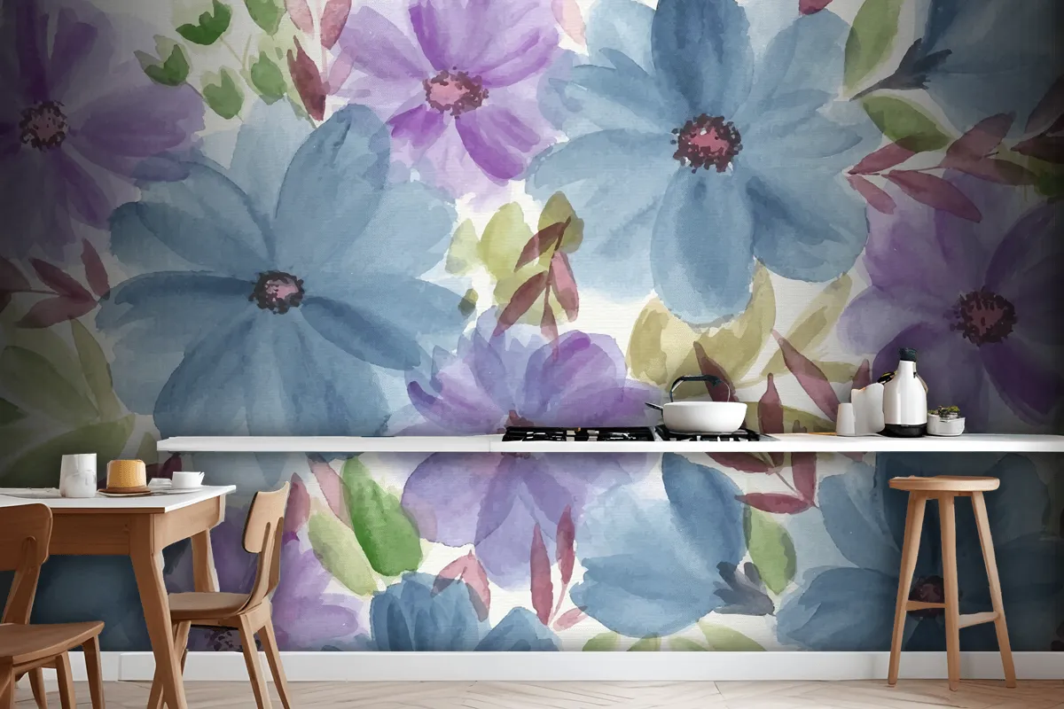 Colorful Watercolor Floral Wallpaper Mural