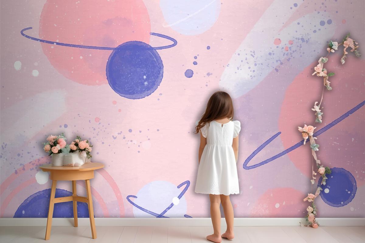 Colorful Watercolor Galaxy Wallpaper Mural