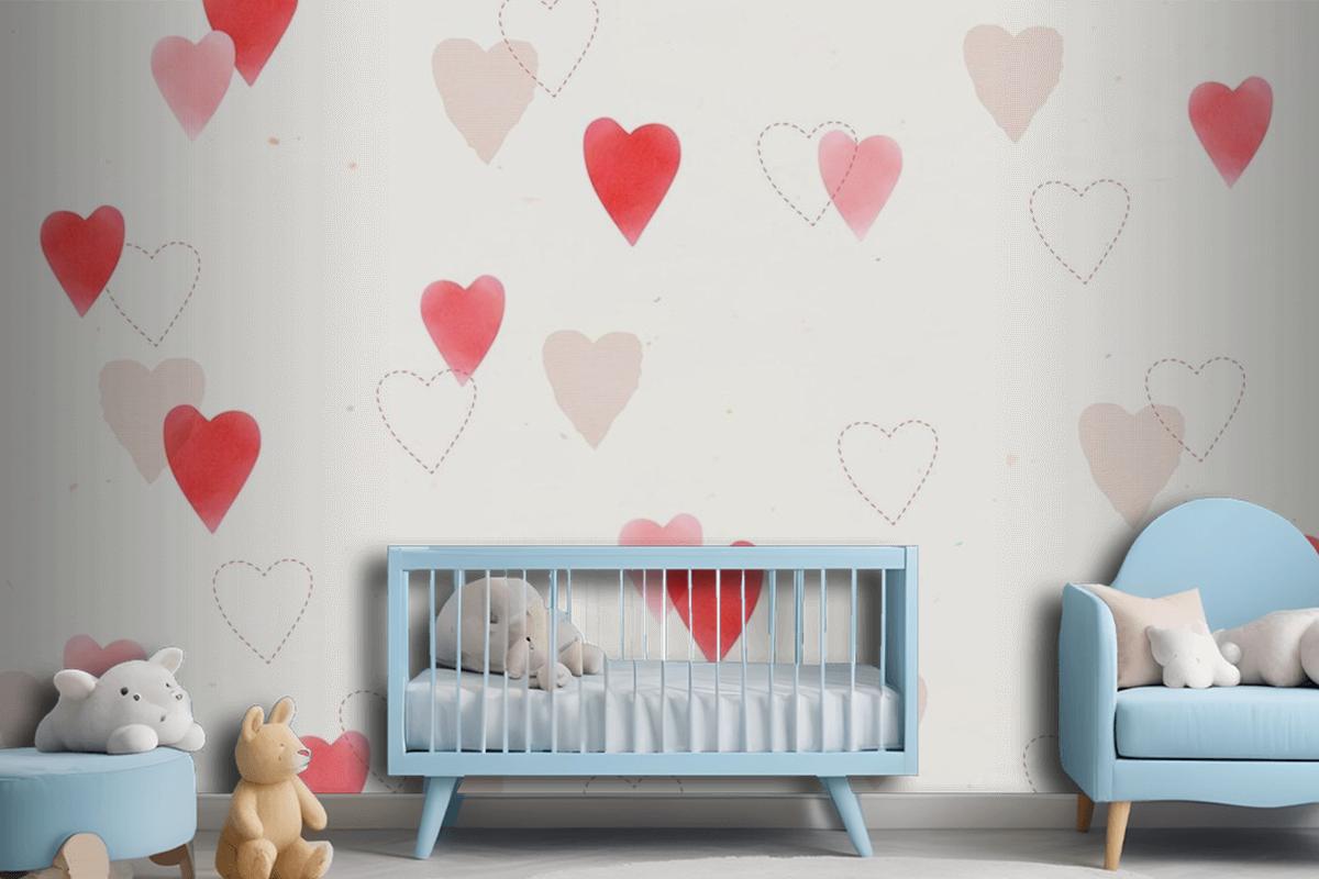 Cute Love Pattern Background Wallpaper Mural