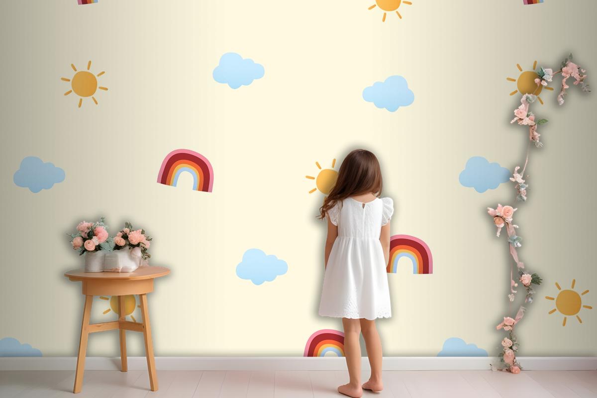 Cute Weather Pattern Background Wallpaper Mural