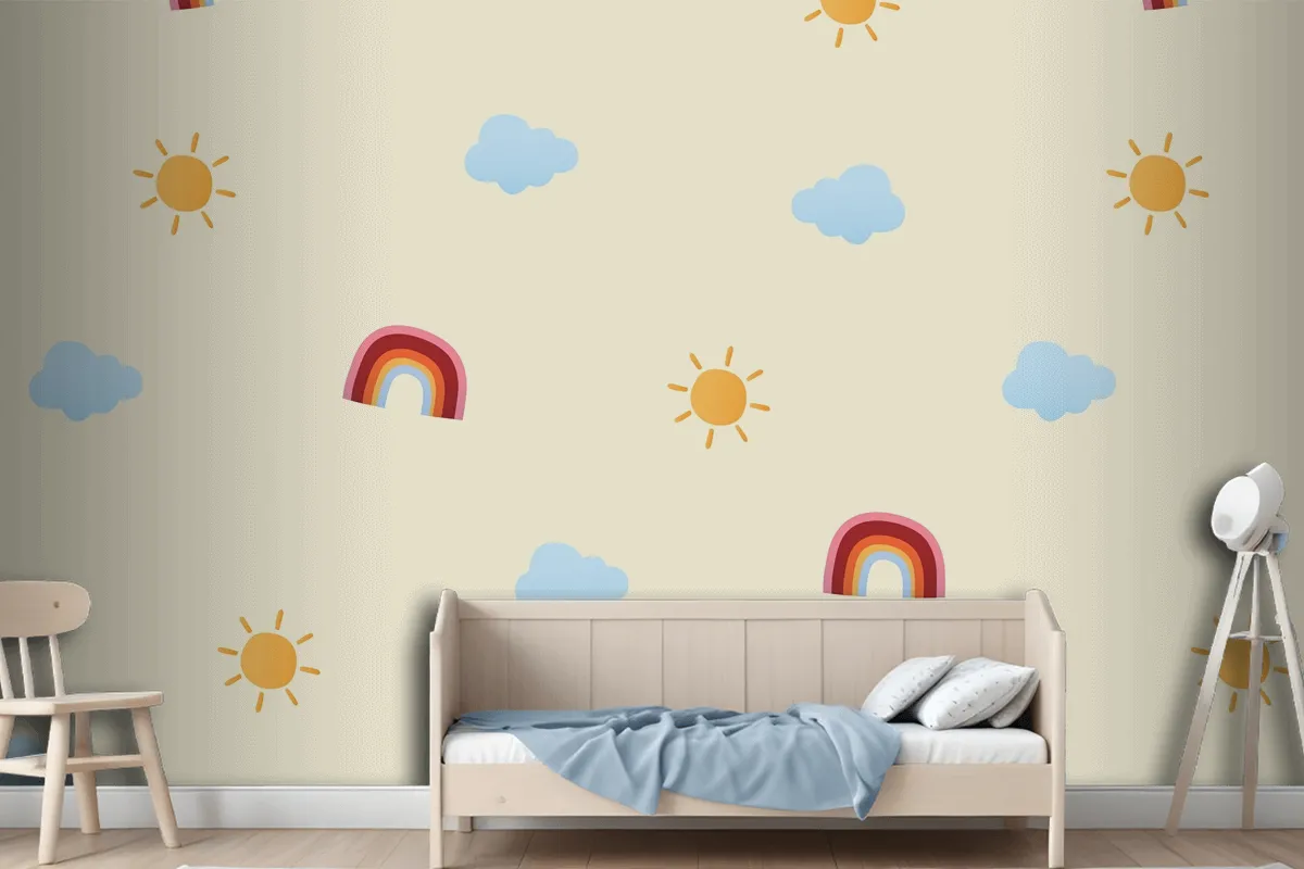 Cute Weather Pattern Background Wallpaper Mural