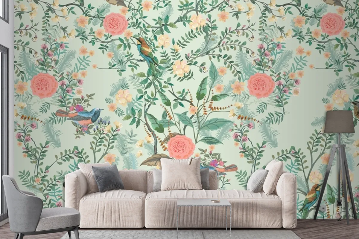 Vintage Decorative Garden Seamless Pattern For Wallpaper Mural