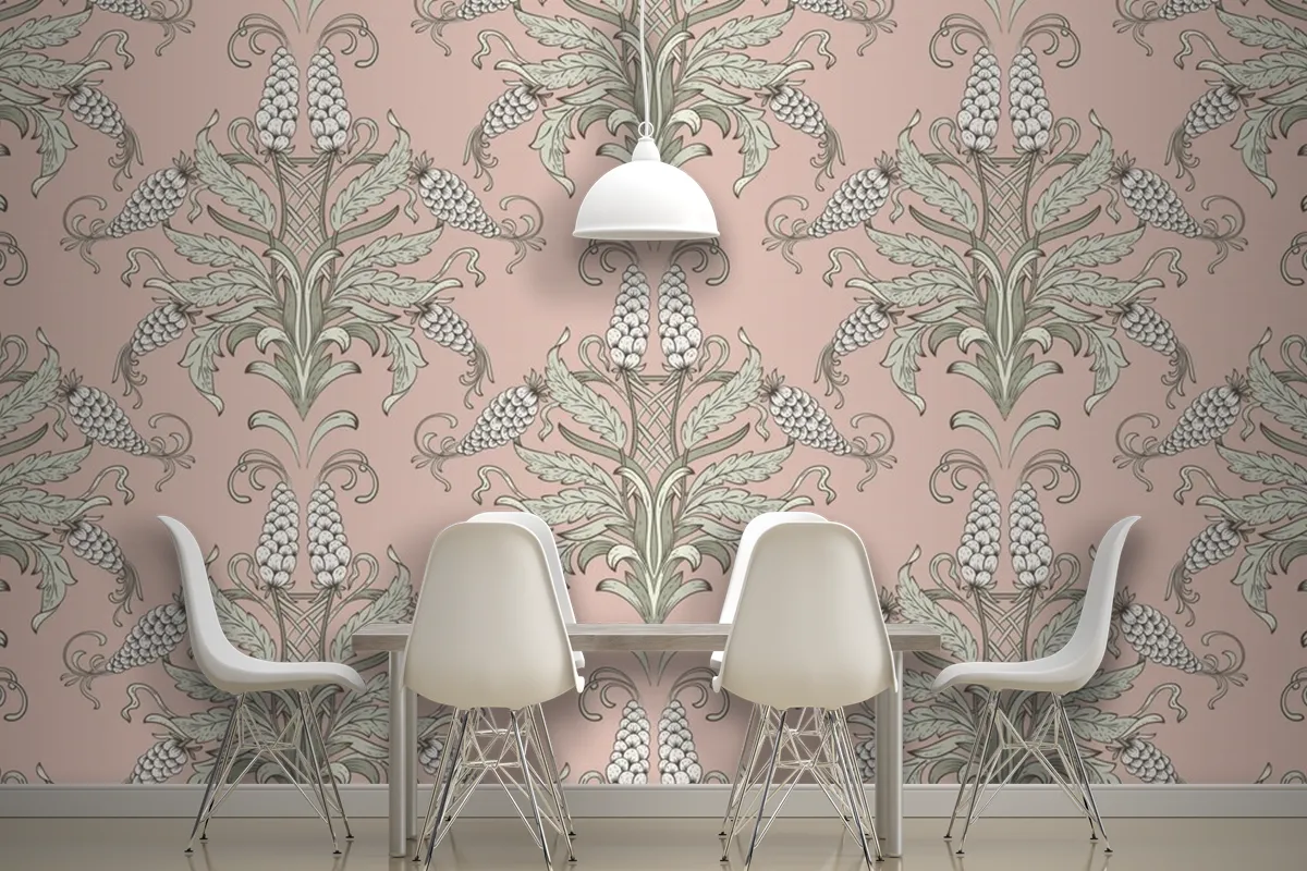 Damask Seamless Emboss Pattern Background Wallpaper Mural