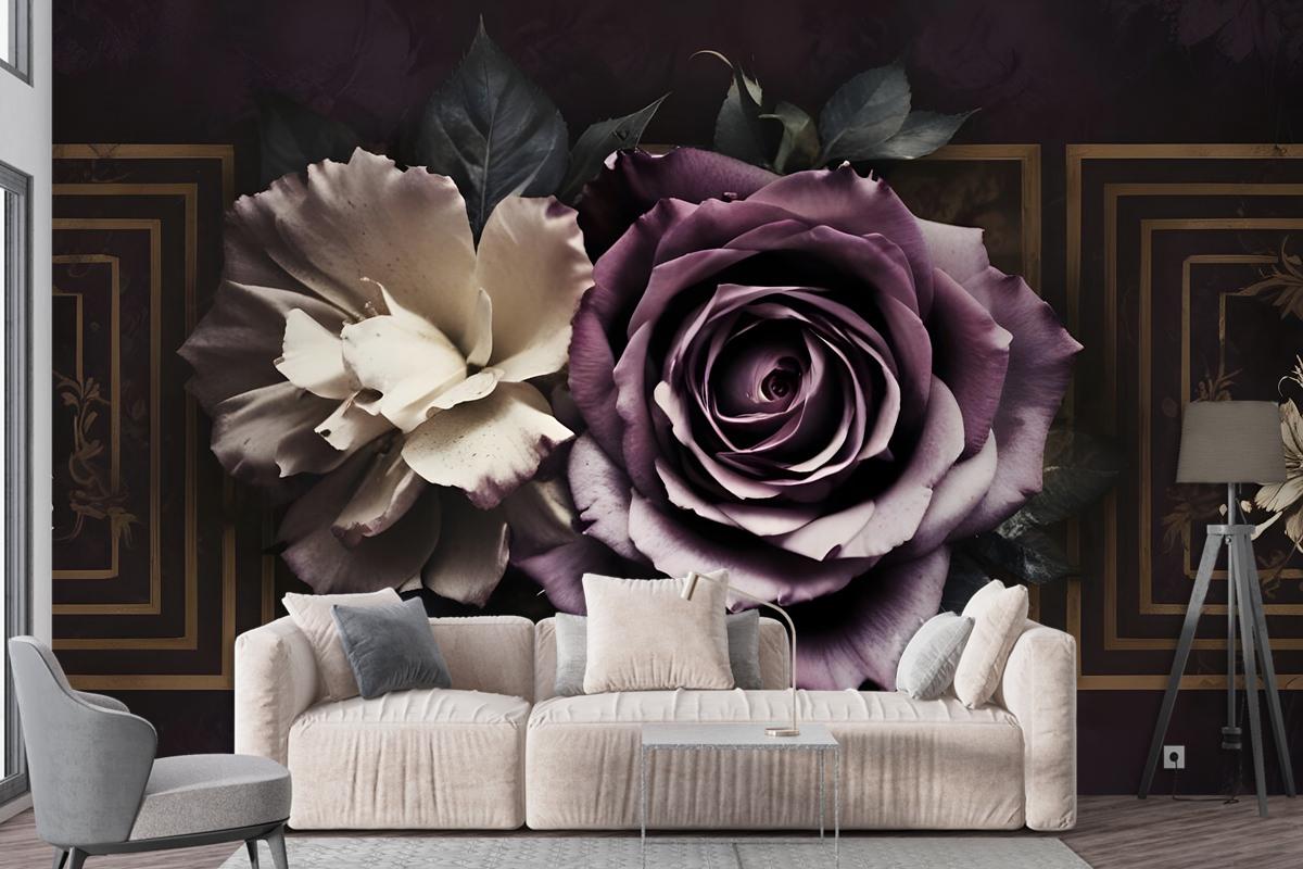 Dark Rose Floral Wallpaper Mural