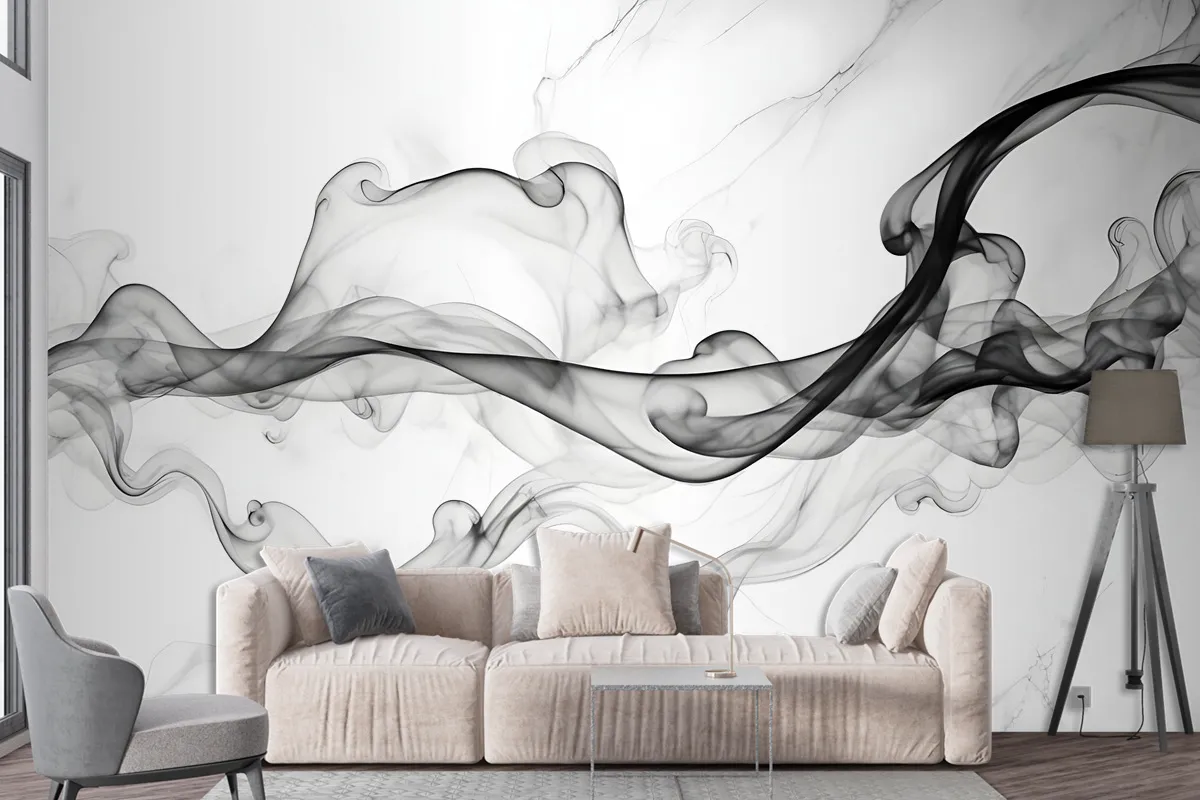 Dark Smoke With Marble Pattern Wallpaper Mural