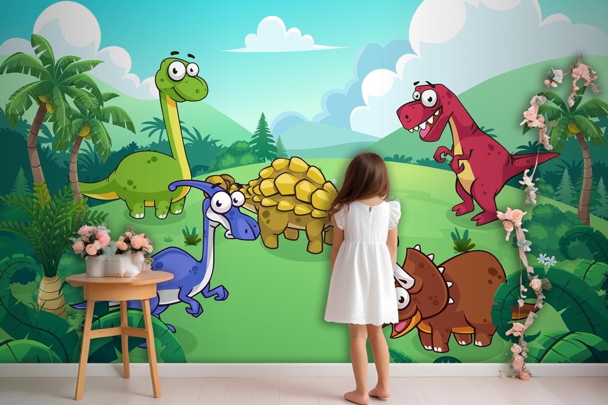 Dinosaur In A Wild Wallpaper Mural