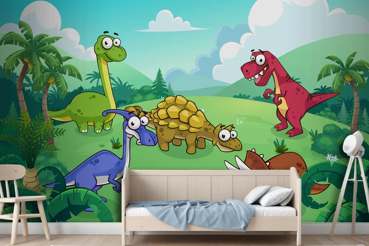 Dinosaur In A Wild Wallpaper Mural