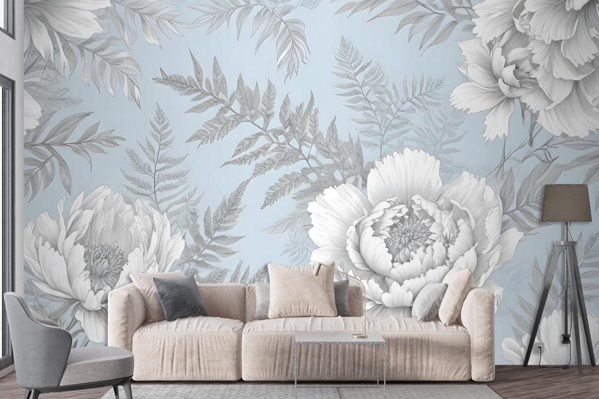 Drawing Floral Bouquet Art Wallpaper Mural