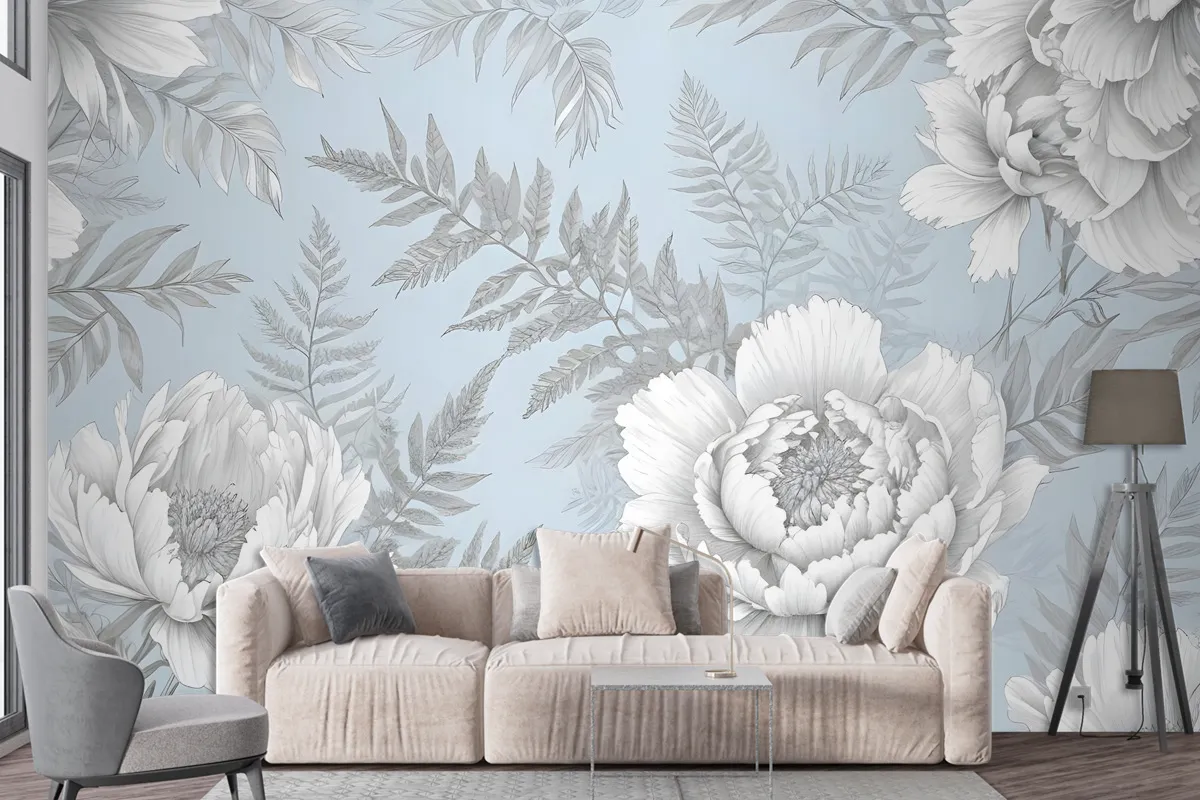 Drawing Floral Bouquet Art Wallpaper Mural