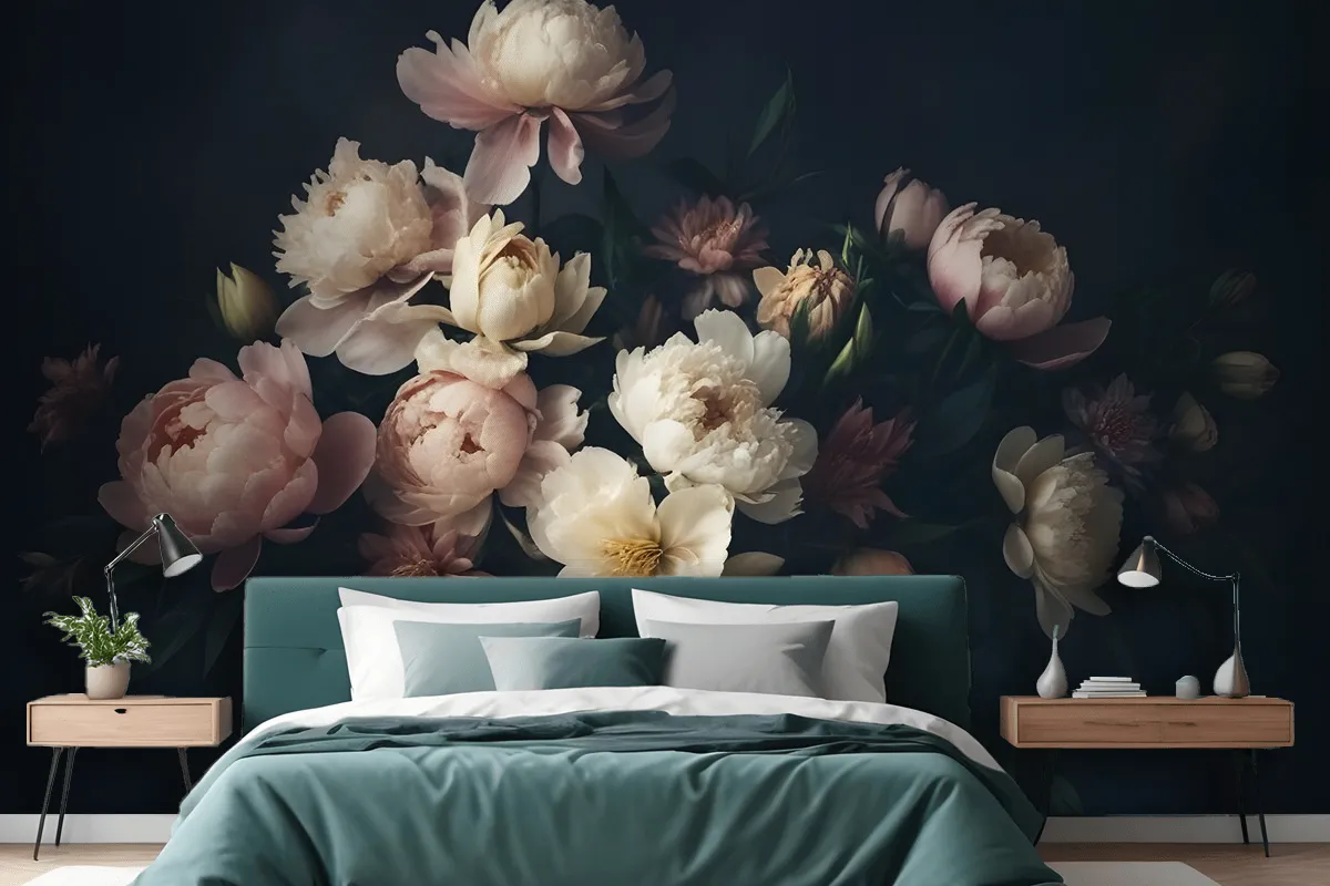 Dutch Dark Floral Wallpaper Mural