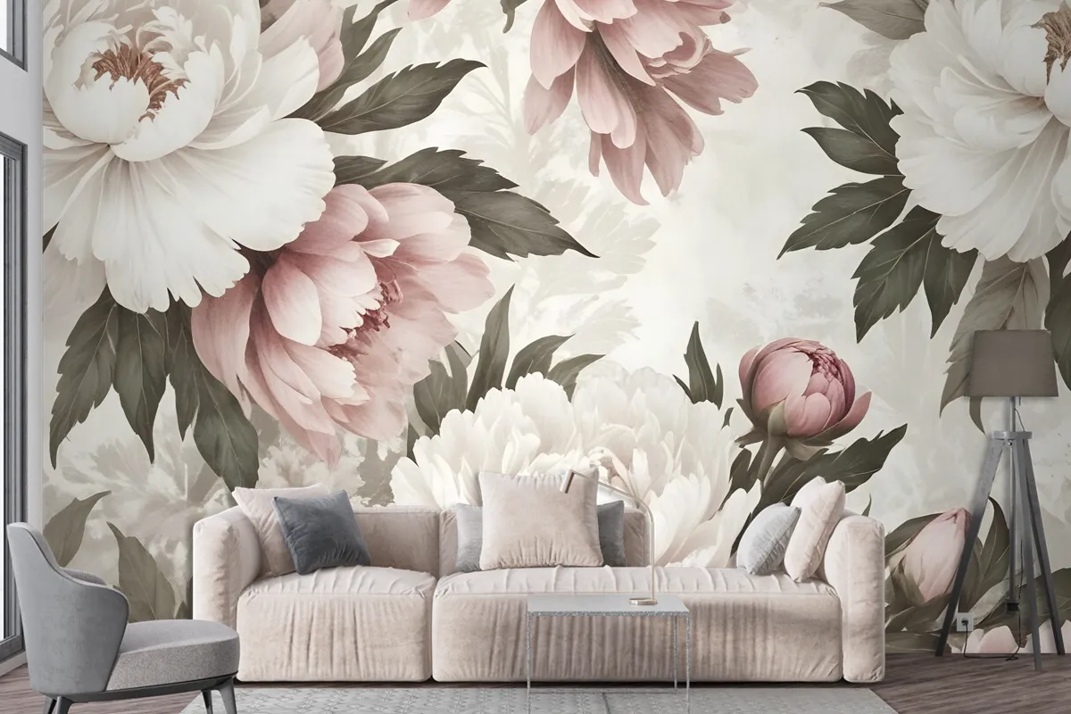 Dutch Pink Peony Floral Wallpaper Mural