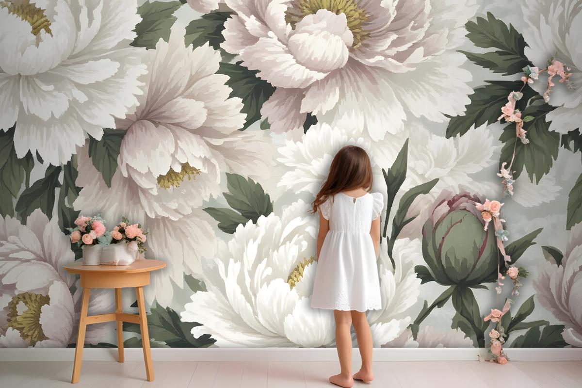 Dutch Pink Peony Floral Wallpaper Mural