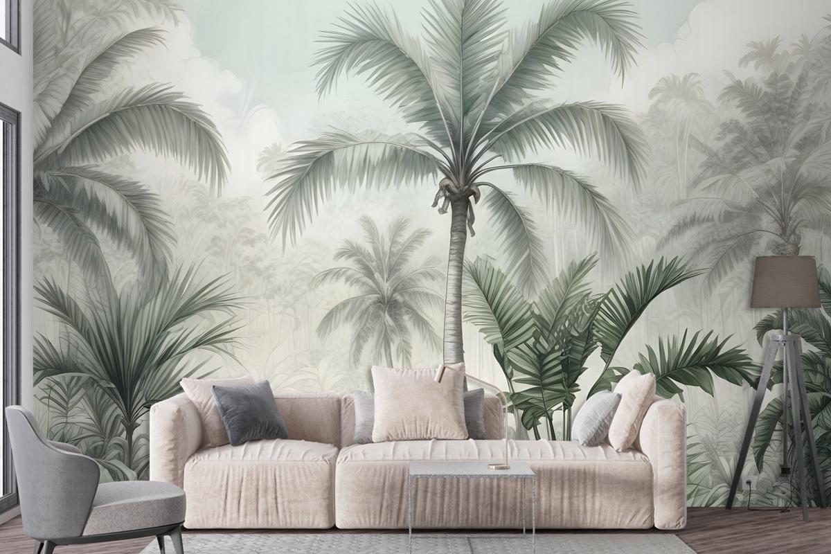 Exotic Palm Tree Landscape Wallpaper Mural