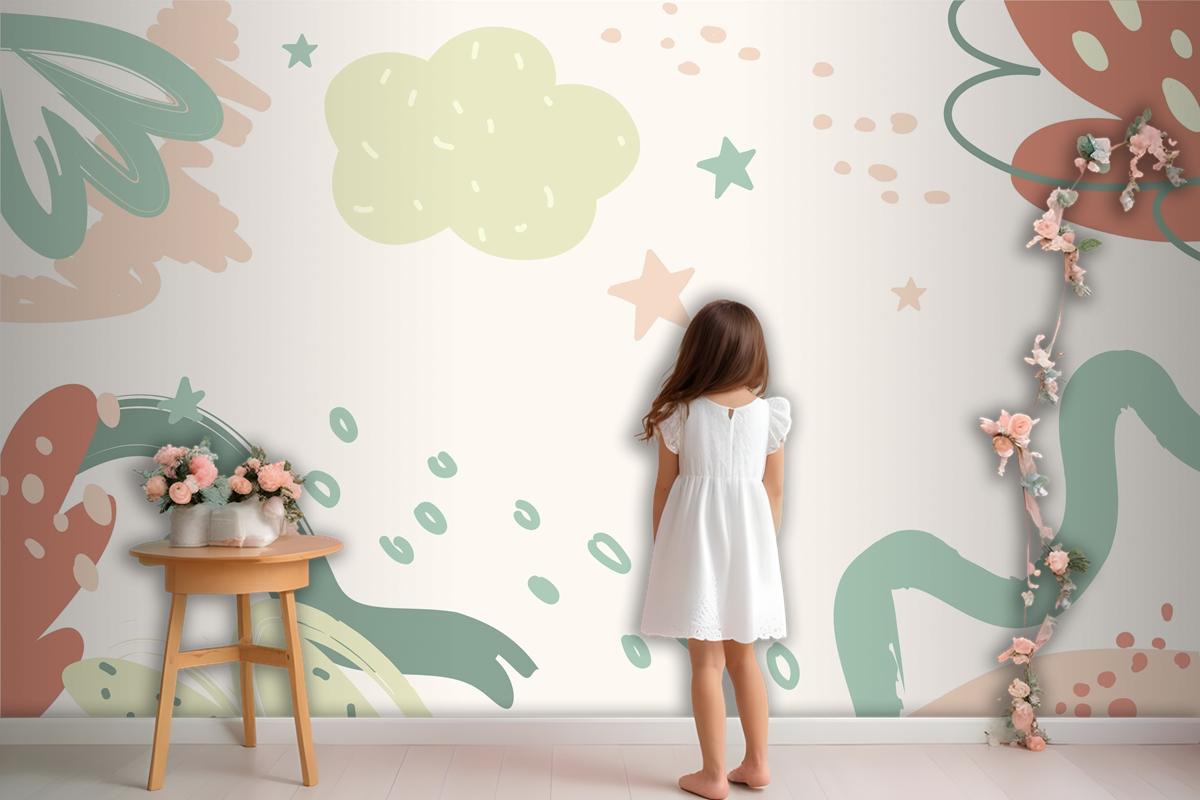 Flat Design Baby Shower Template Wallpaper Mural