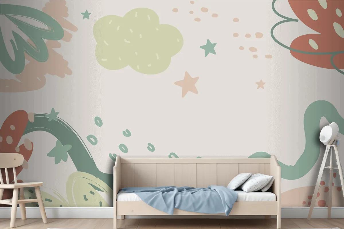 Flat Design Baby Shower Template Wallpaper Mural