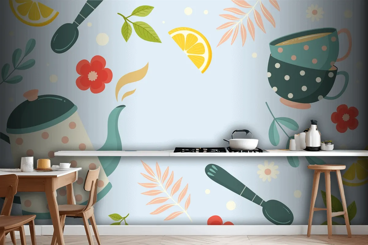 Flat International Tea Day Background Wallpaper Mural