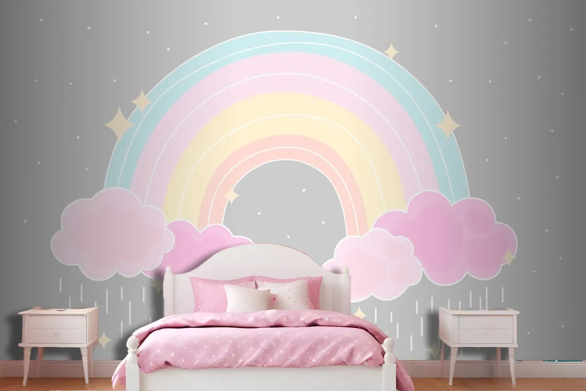 Flat Style Colorful Rainbow Wallpaper Mural