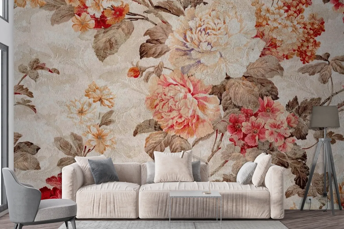 Floral Pattern Fabric Texture Wallpaper Mural