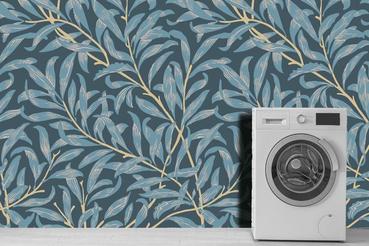 Floral Pattern Design Laundry Room Wallpaper Mural