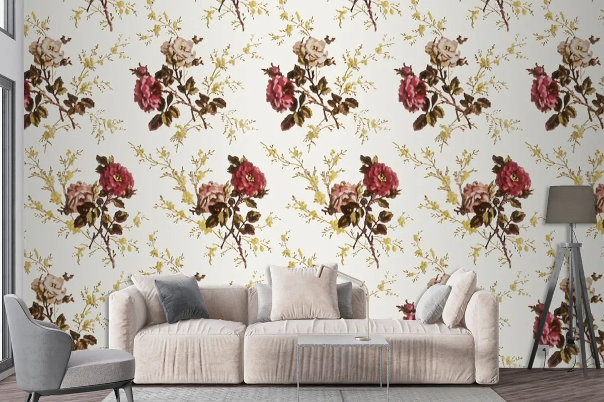 Floral Vintage Style Seamless Pattern Wallpaper Mural