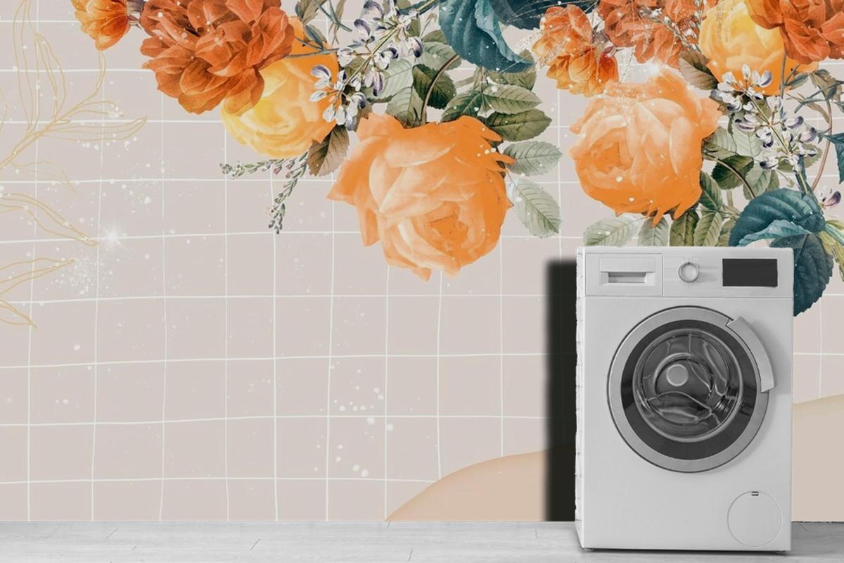 Flower Background Aesthetic Border Laundry Room Wallpaper Mural