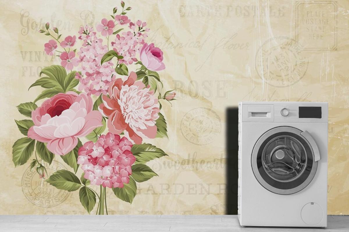 Flower Garland On Crumpled Paper Wallpaper Mural