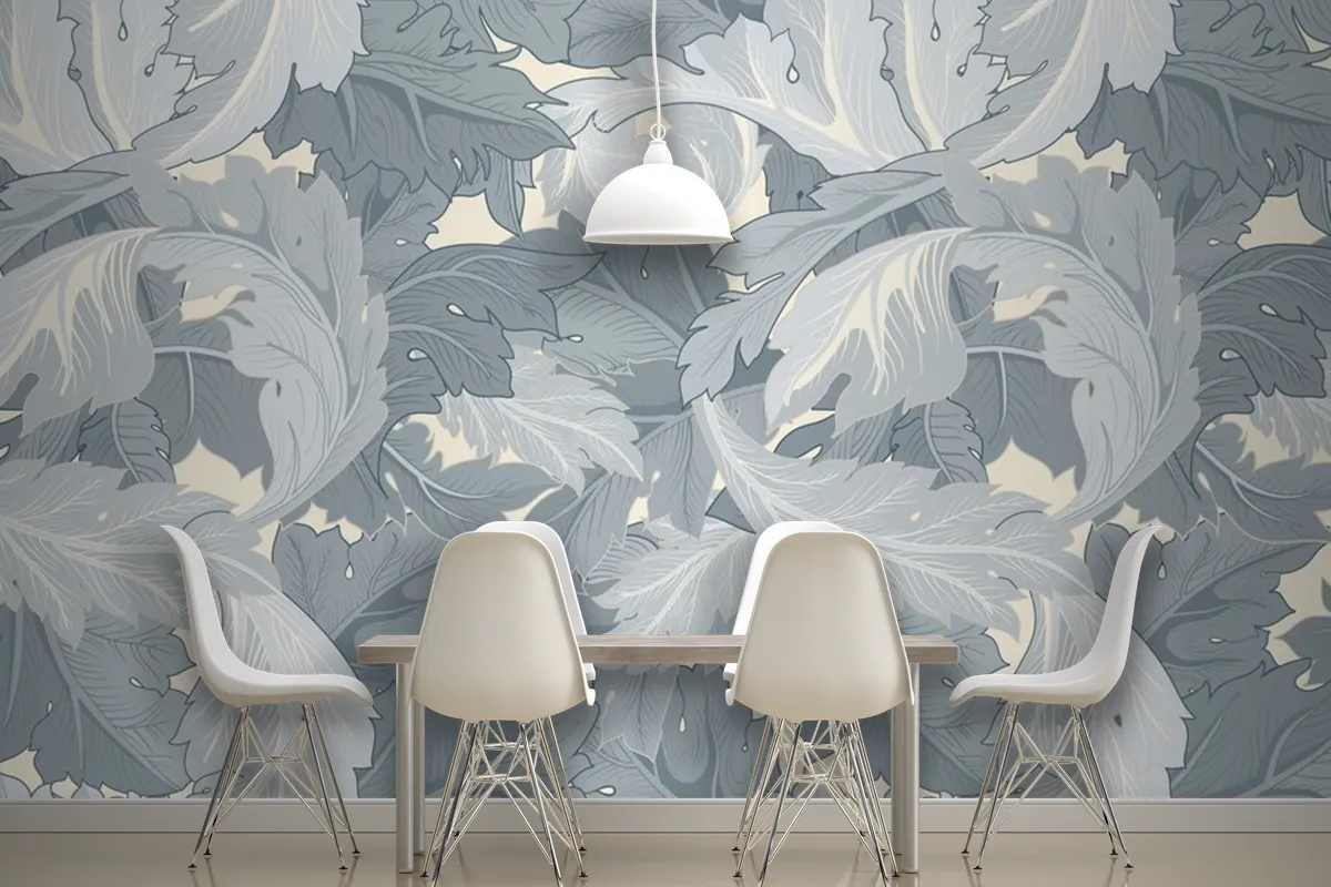 Flower Pattern Dining Room Wallpaper Mural