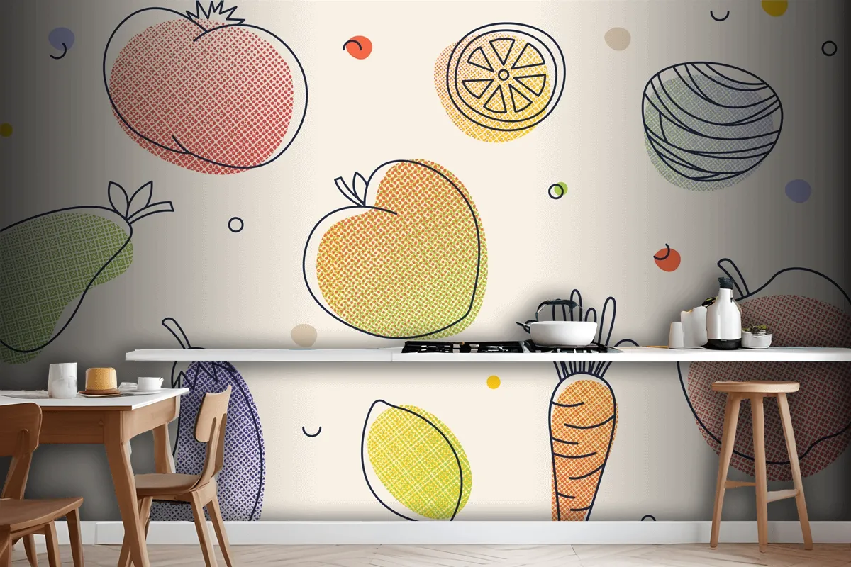 Fruits And Vegetables Kitchen Wallpaper Mural