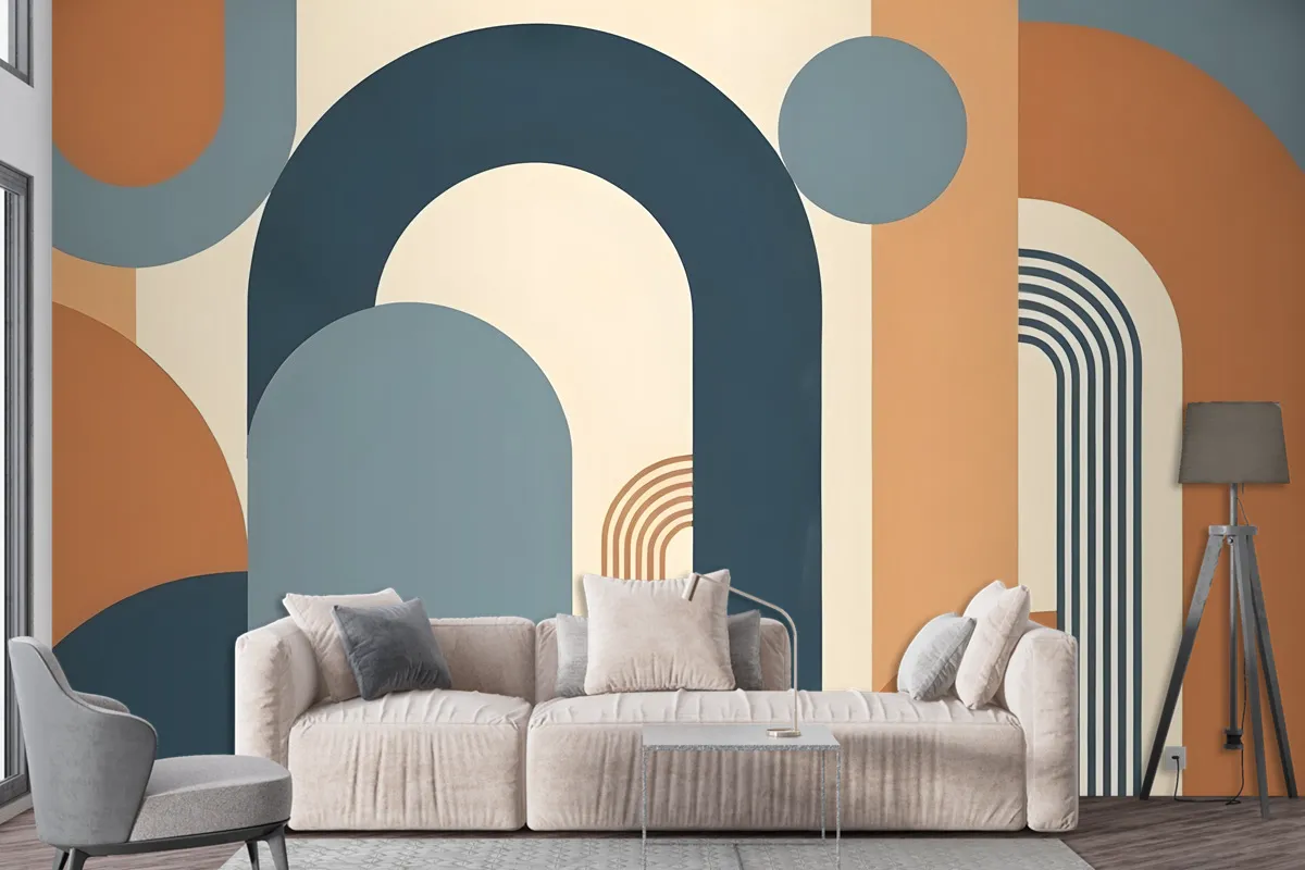 Geometric Arch With Shapes Wallpaper Mural