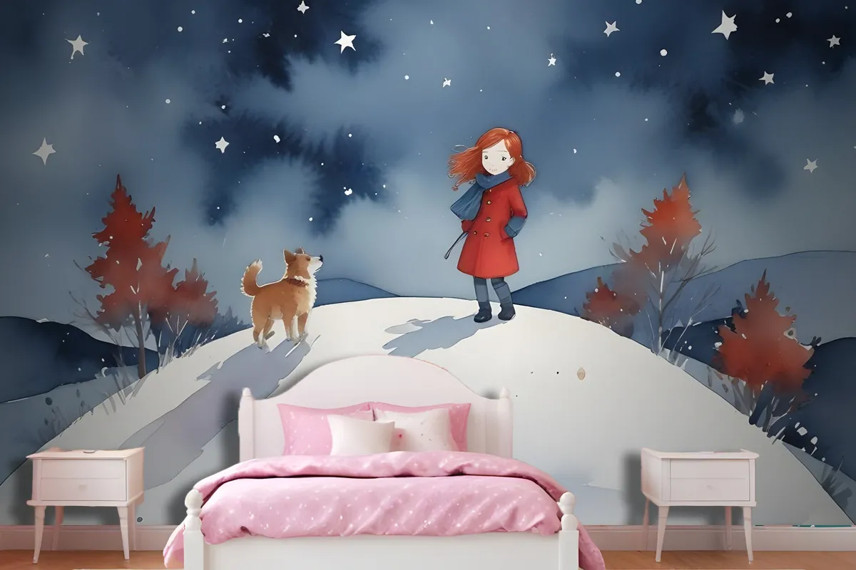 Girls On The Moon Kids Wallpaper Mural