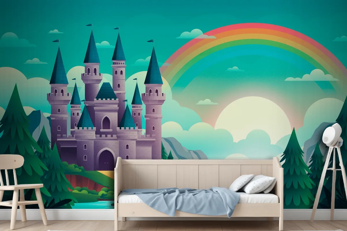 Gradient Fairytale Background Kids Boy Wallpaper Mural