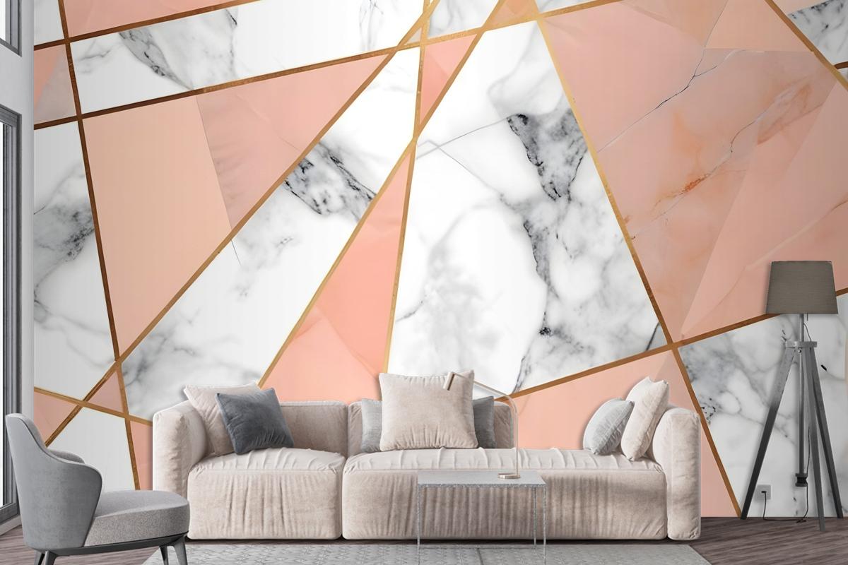 Gray Pink Marble Pattern Wallpaper Mural