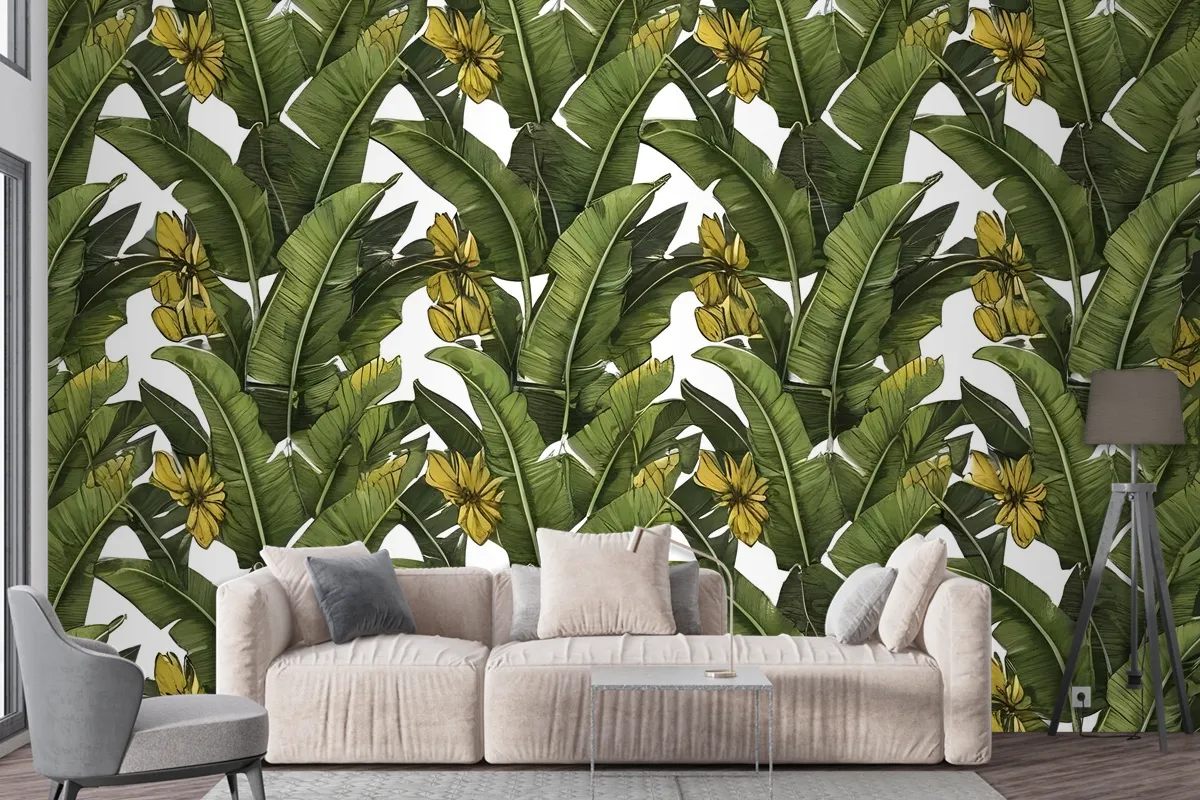 Green Banana Leaves Wallpaper Mural