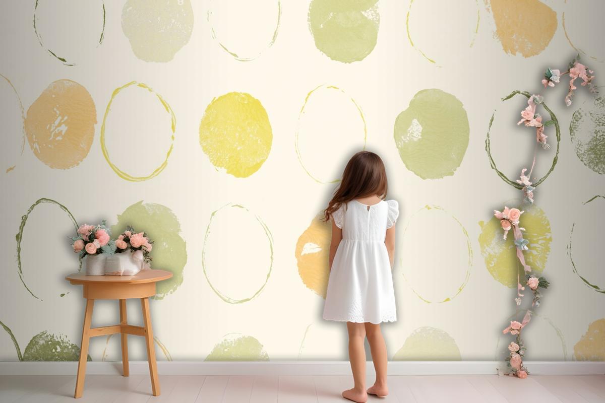 Green Circle Pattern Background Handmade Prints Wallpaper Mural