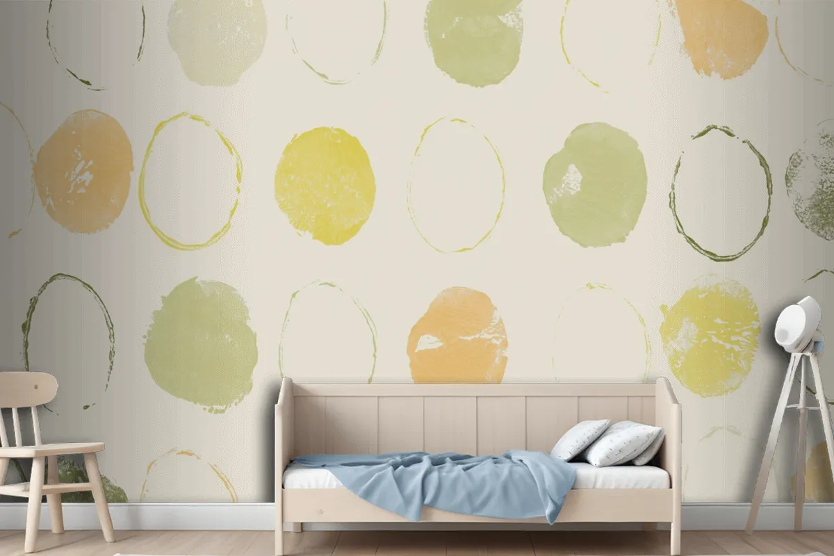 Green Circle Pattern Background Handmade Prints Wallpaper Mural