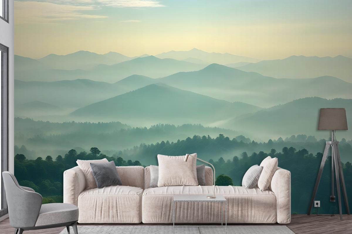 Green Mountain Silhouette Wallpaper Mural