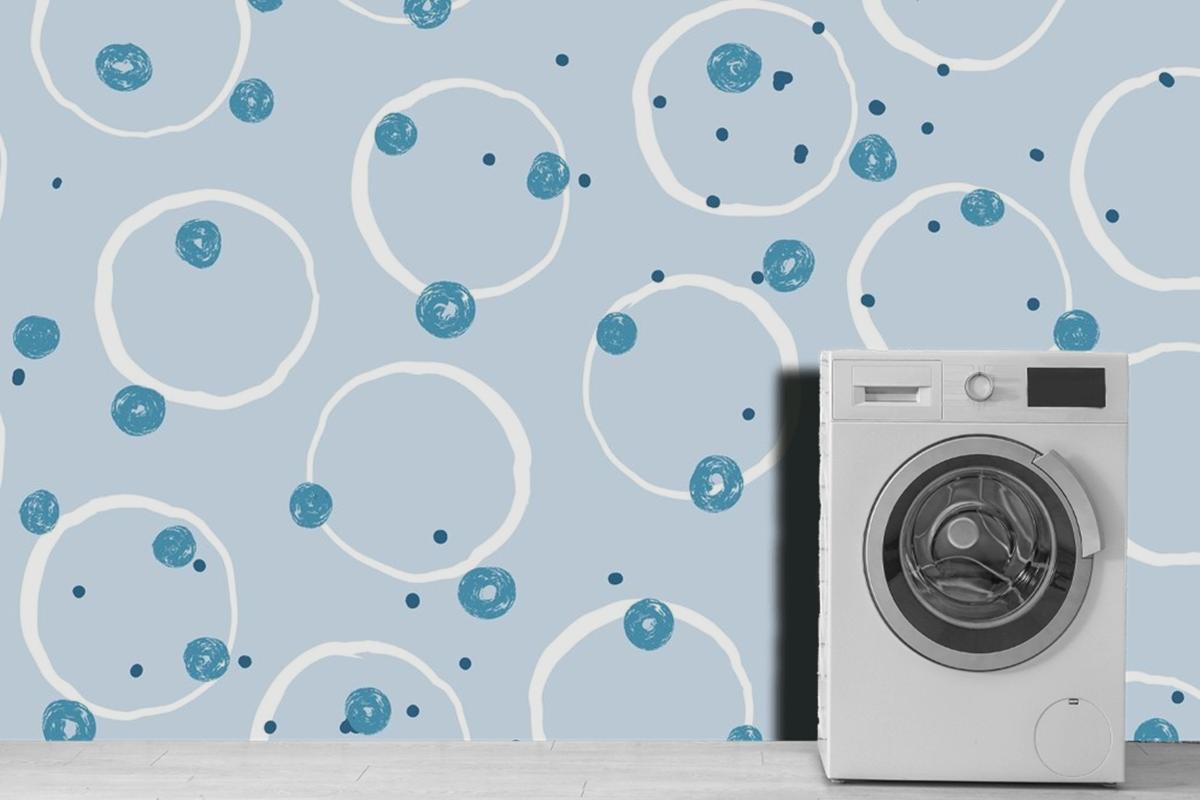 Hand Drawn Blue Dots Background Wallpaper Mural