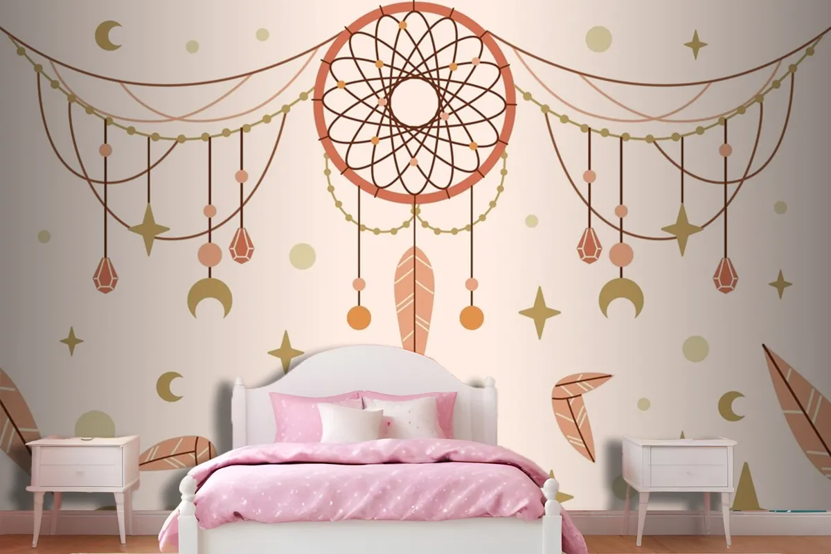 Hand Drawn Boho Background Wallpaper Mural