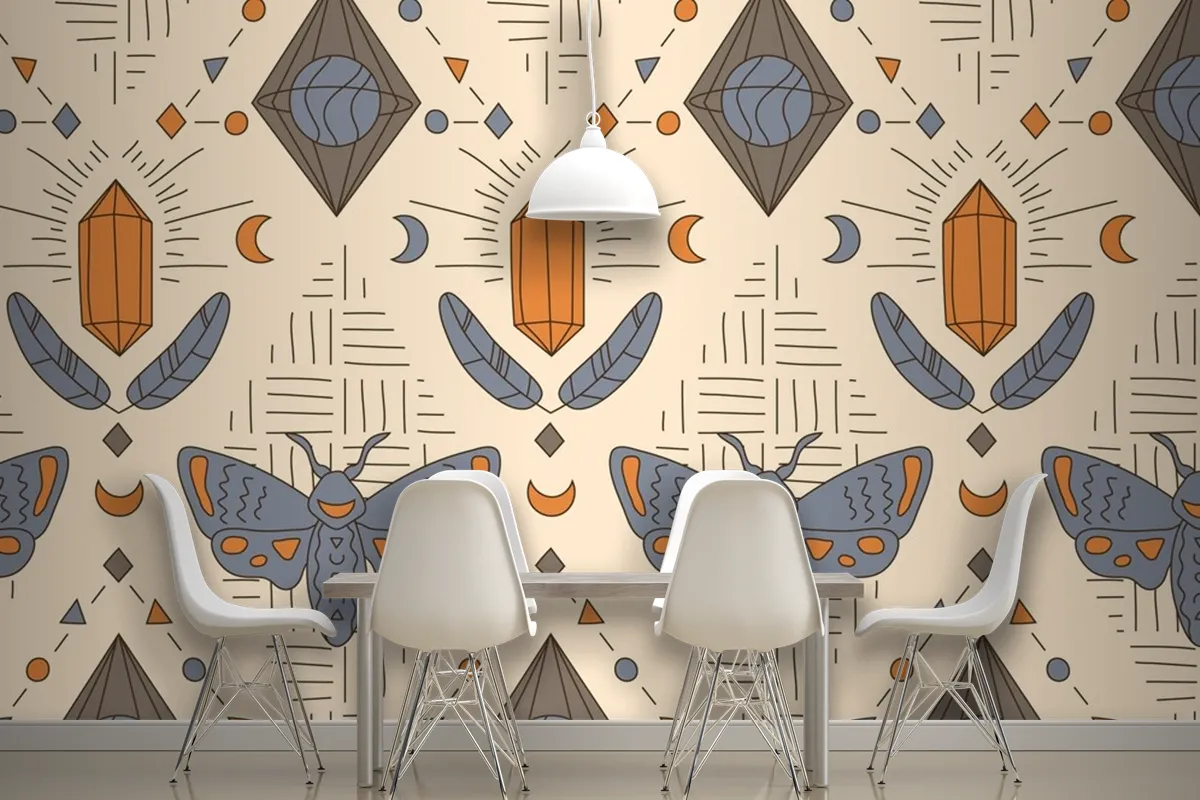 Hand Drawn Boho Geometric Pattern Wallpaper Mural