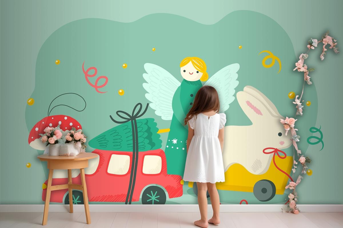 Hand Drawn Christmas Toys Background Wallpaper Mural