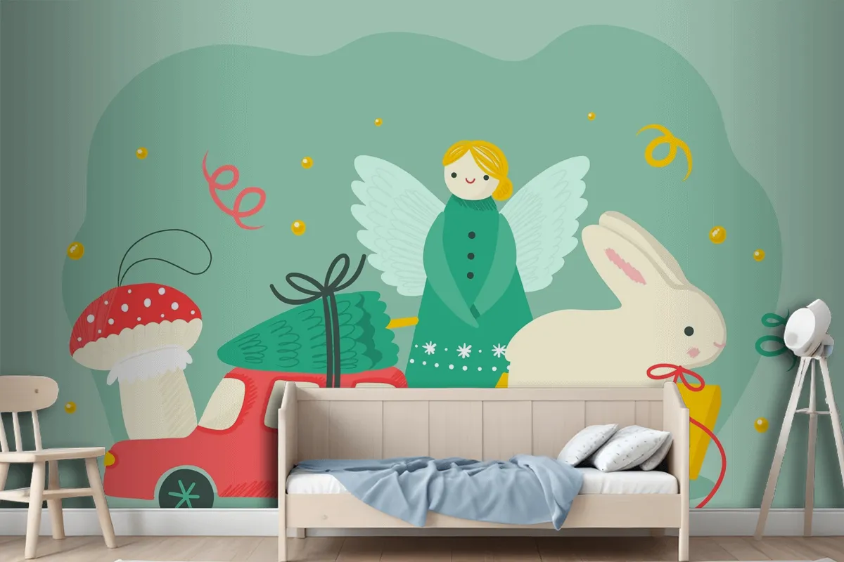 Hand Drawn Christmas Toys Background Wallpaper Mural