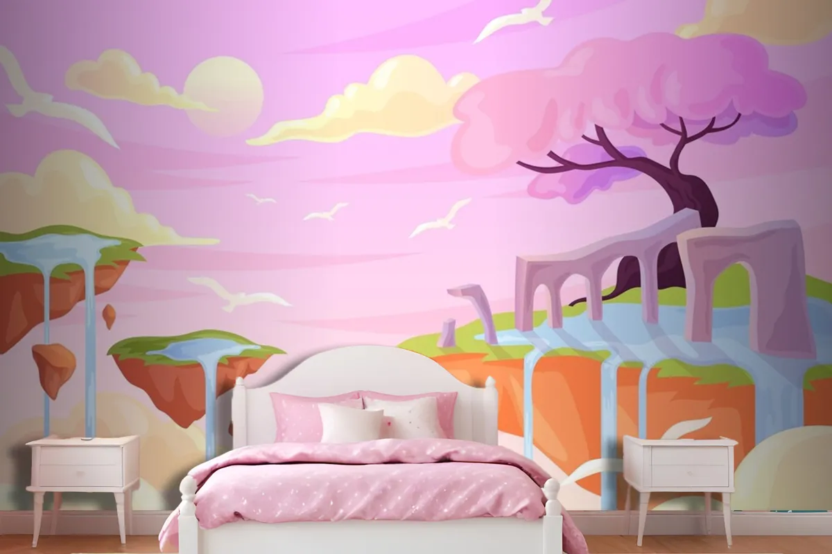 Hand Drawn Fairytale Girl Wallpaper Mural