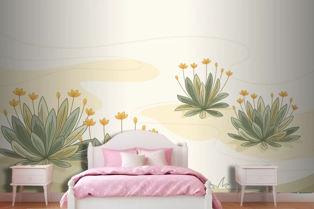 Hand Drawn Frailejon Plant Background Wallpaper Mural