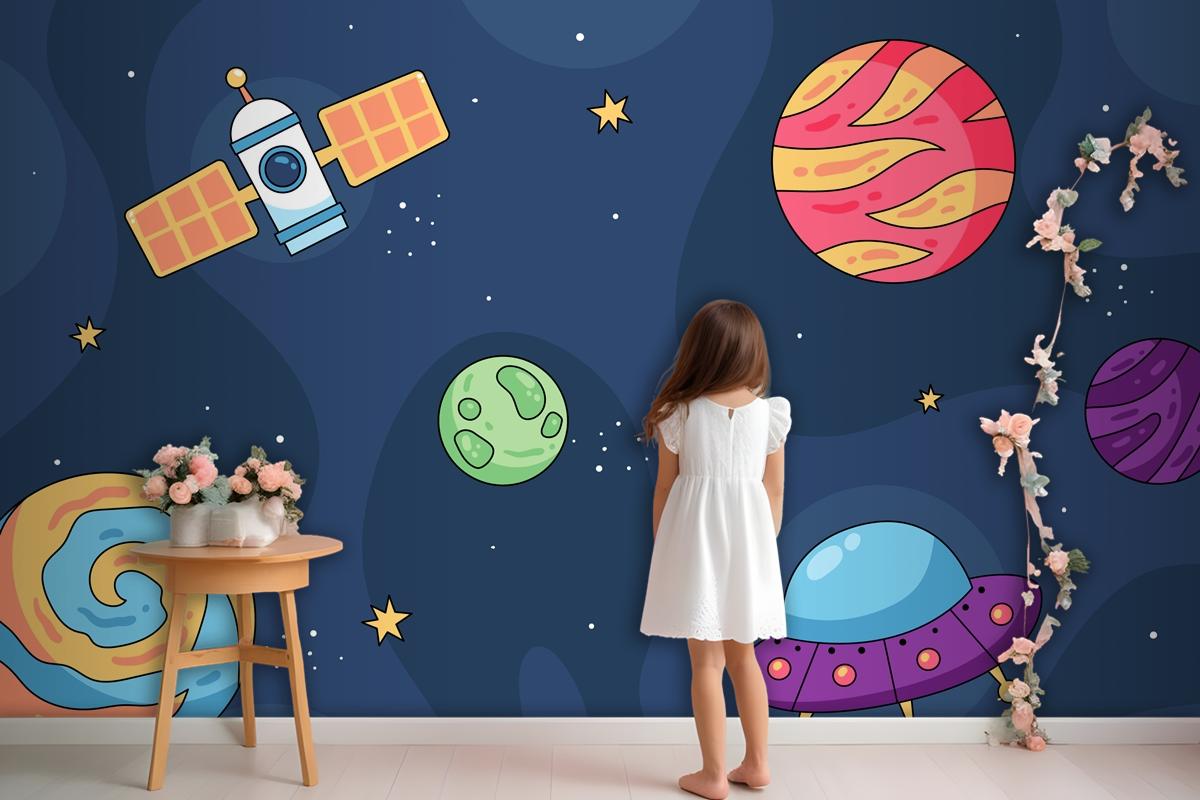 Hand Drawn Galaxy Kids Wallpaper Mural