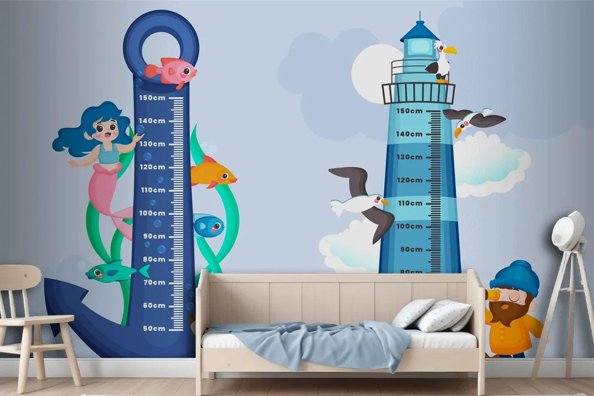 Hand Drawn Height Meter Set Wallpaper Mural