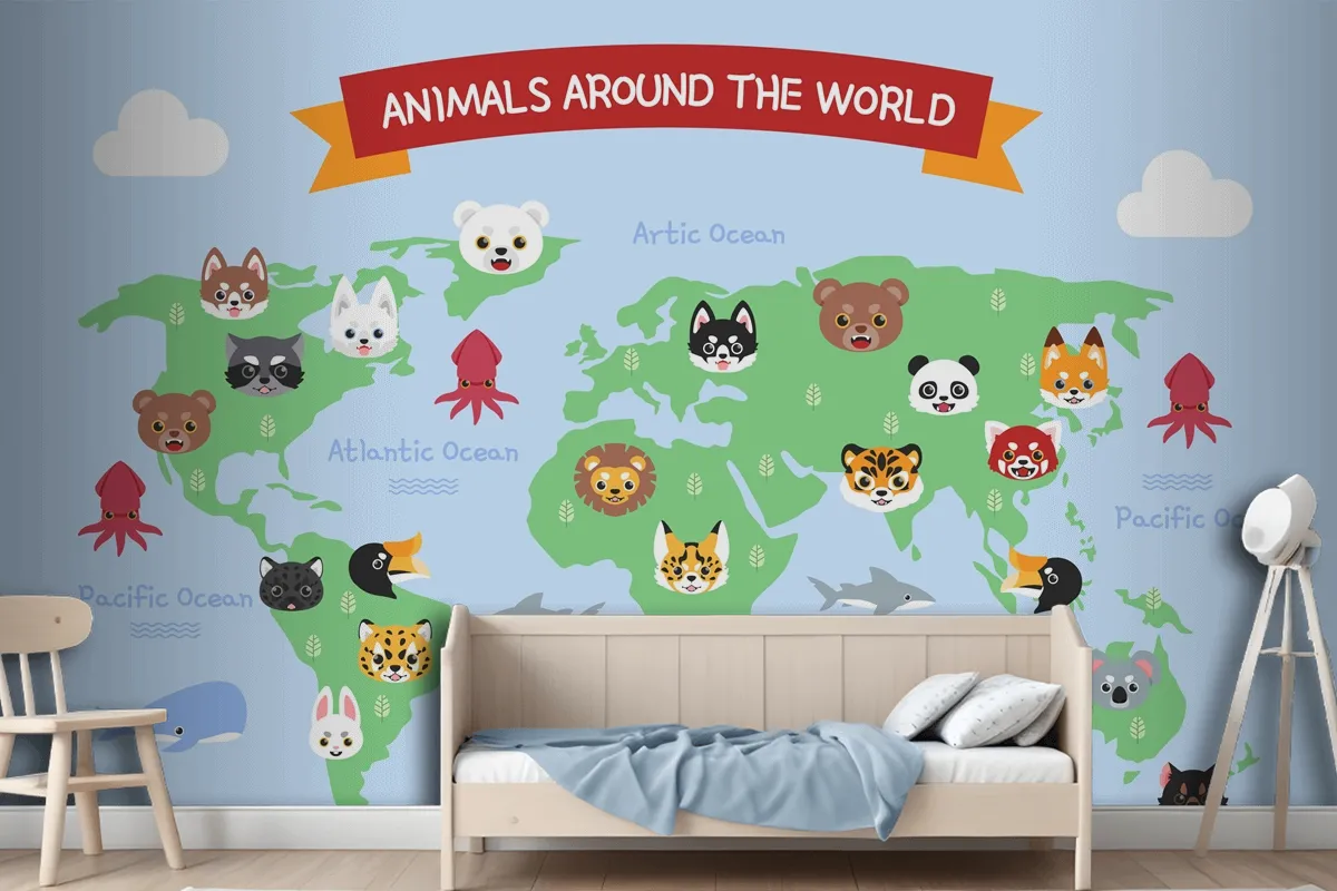 Hand Drawn Kids Map Wallpaper Mural