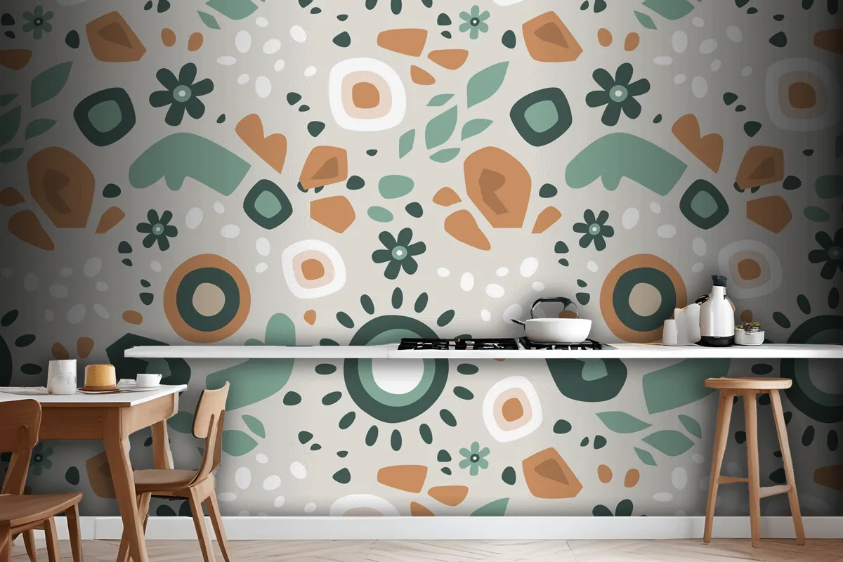 Hand Drawn Muted Colors Pattern Design Wallpaper Mural